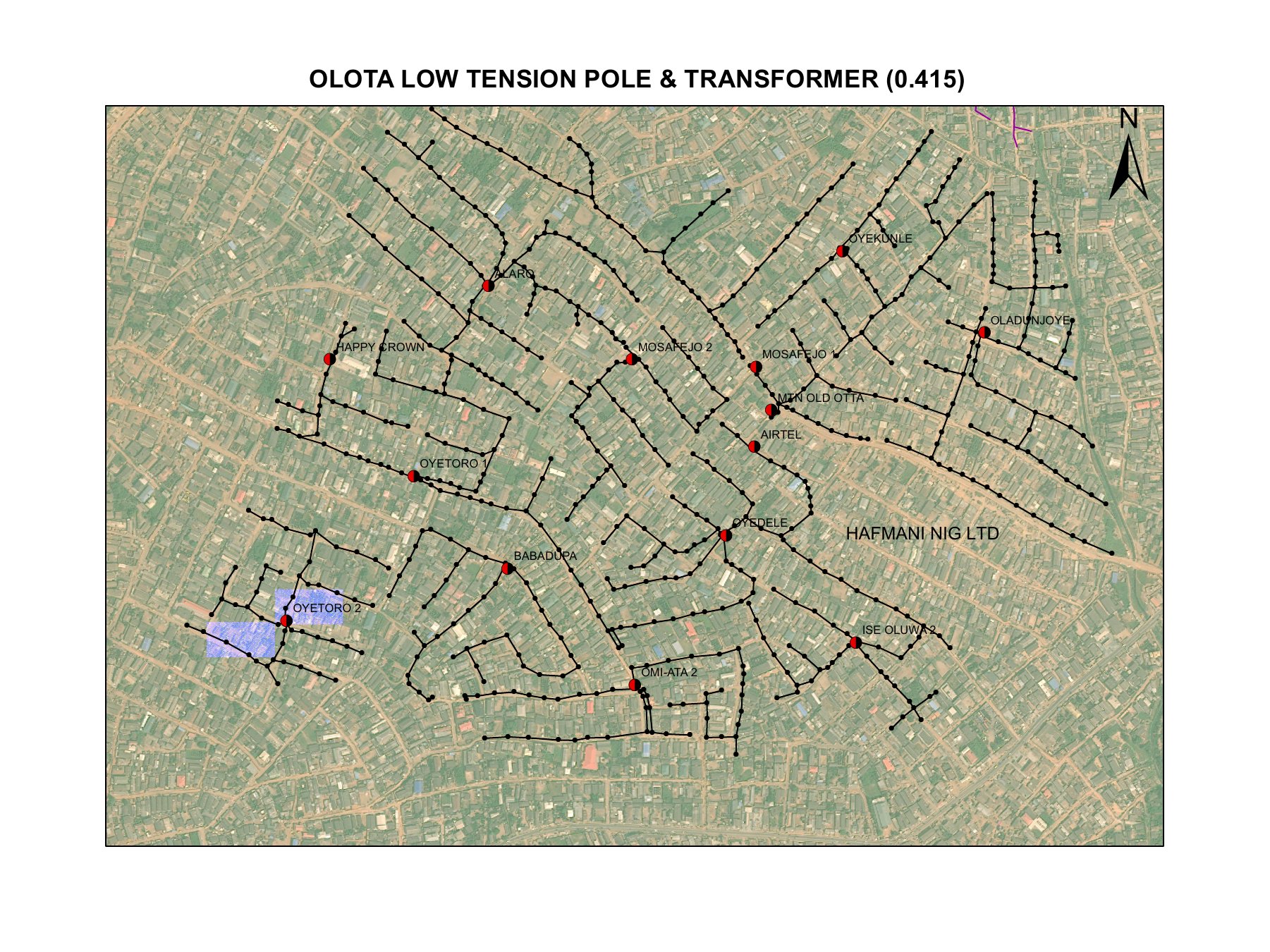 Olota Low Tension Pole and Transformer Print Map